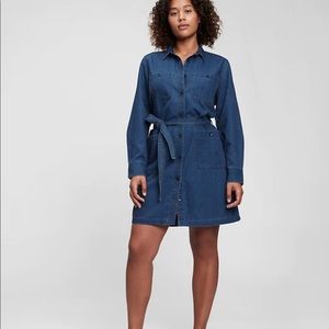 🦩4/$20 Gap Tie Waist Denim Shirt Dress XS Petite XSP
